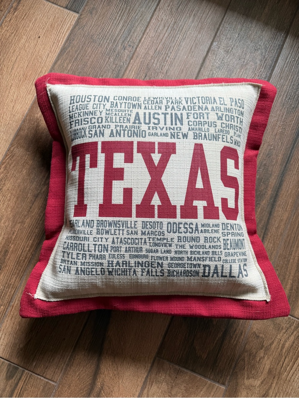 Texas State Accent Pillow in Red and Cream - Home Accents